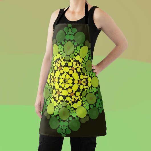 Tablier Dot Mandala Fleur Jaune et Vert