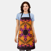 Tablier Dot Mandala Fleur orange et rose (Porté)