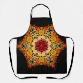 Tablier Dot Mandala Fleur orange jaune et rouge (Recto)