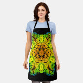Tablier Dot Mandala Fleur orange jaune vert et bleu (Porté)