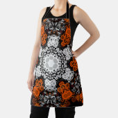 Tablier Dot Mandala Flower blanc orange et noir (Insitu)