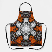 Tablier Dot Mandala Flower blanc orange et noir (Recto)
