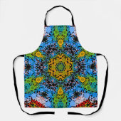 Tablier Dot Mandala Flower bleu jaune et vert (Recto)