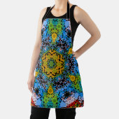 Tablier Dot Mandala Flower bleu jaune et vert (Insitu)