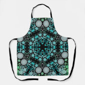 Tablier Dot Mandala Flower bleu vert et gris (Recto)