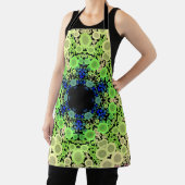 Tablier Dot Mandala Flower bleu vert et jaune (Insitu)