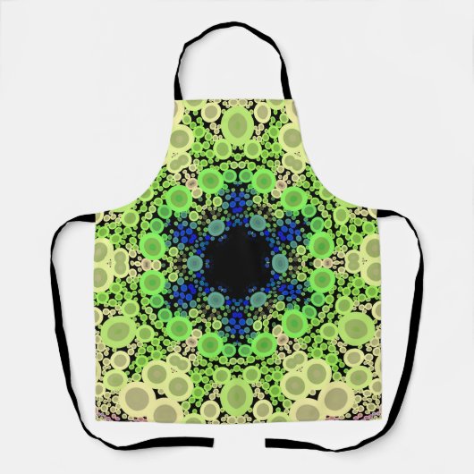 Tablier Dot Mandala Flower bleu vert et jaune (Recto)