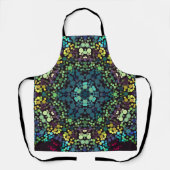 Tablier Dot Mandala Flower Blue Jaune et violet (Recto)