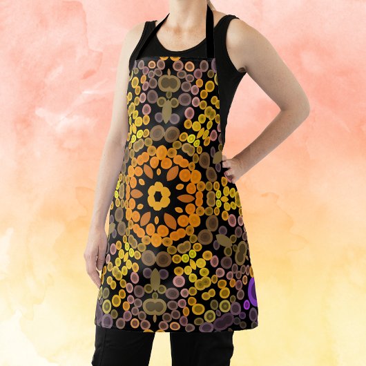 Tablier Dot Mandala Flower Jaune et violet