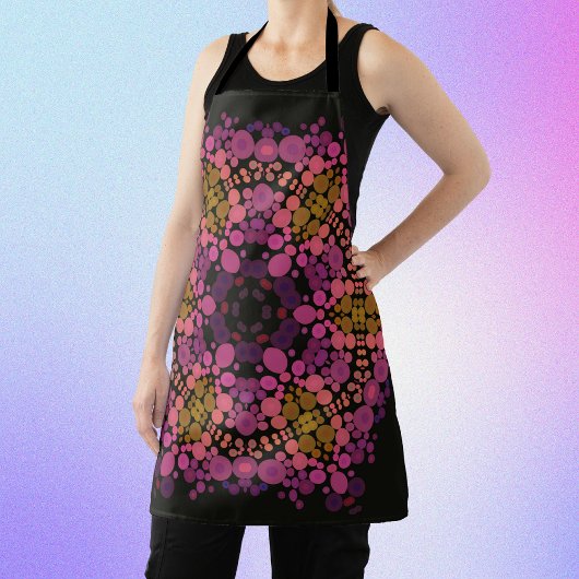 Tablier Dot Mandala Flower rose jaune et noir