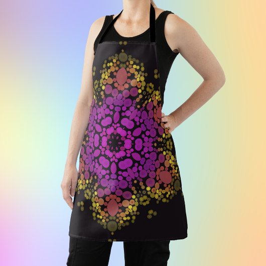 Tablier Dot Mandala Flower rose jaune et noir