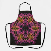 Tablier Dot Mandala Flower rose jaune et noir (Recto)