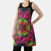 Tablier Dot Mandala Flower rose vert et orange (Insitu)