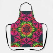 Tablier Dot Mandala Flower rose vert et orange (Recto)