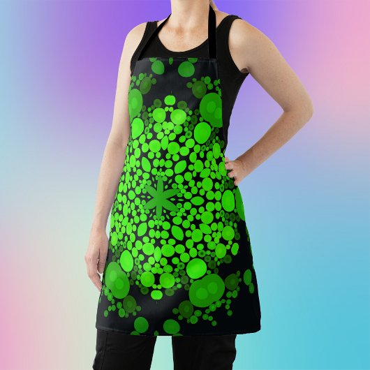 Tablier Dot Mandala Flower vert et noir