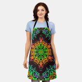 Tablier Dot Mandala Flower vert orange et bleu (Porté)