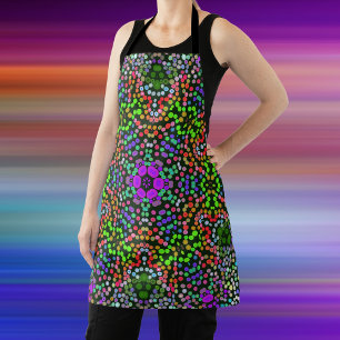 Tablier Dot Mandala Flower vert violet et orange