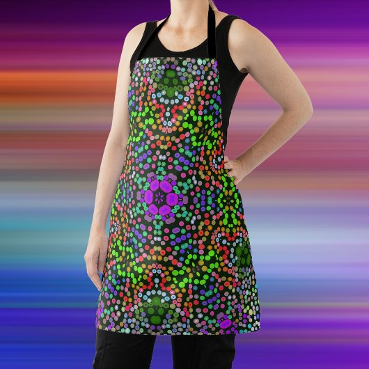 Tablier Dot Mandala Flower vert violet et orange