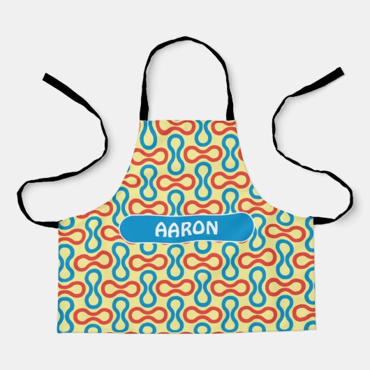 Tablier Double Motif bleu crème bulle (Recto)