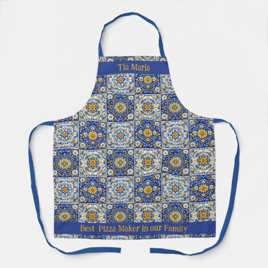 Tablier Double‑Text Azulejo Kitchen Apron  (Recto)