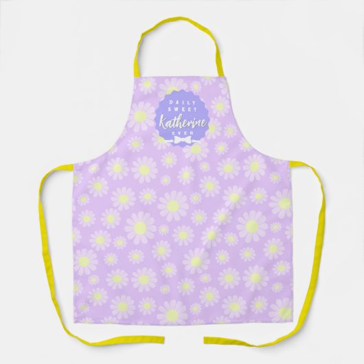 Tablier Douce Bébé Daisy Pastel Violet Jaune (Recto)
