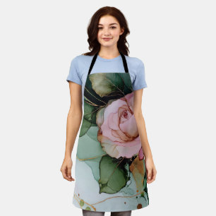 Tablier Douce rose rose florale rose saumonée pour la douc