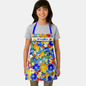 Tablier Douche à fleurs colorées texte personnalisé person (Insitu)