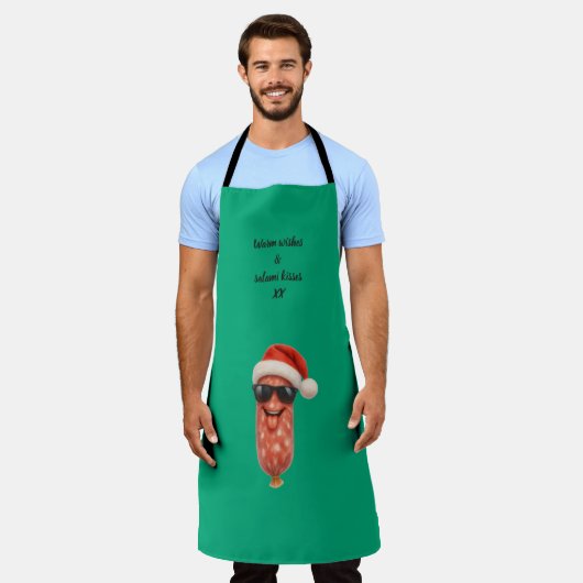 Tablier Doux baisers rigolos de salami de Noël (Porté)