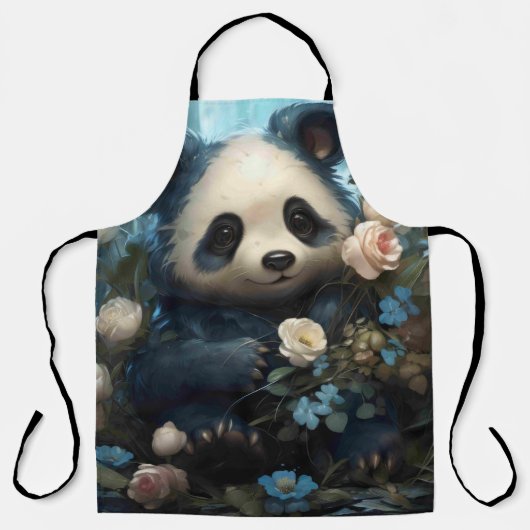 Tablier Doux Ours De Panda Chez Les Roses De La Jungle (Recto)