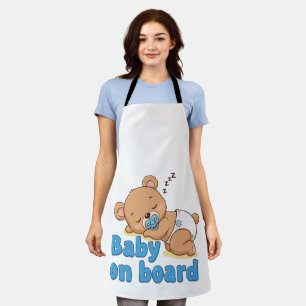 Tablier Doux Ours en Peluche Endormi Bébé à Bord Dessin An