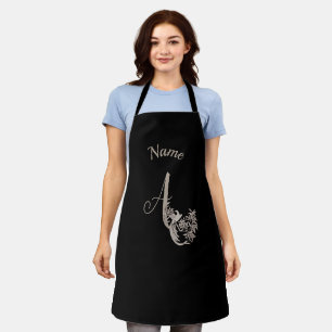 Tablier Dove Elegant Monogramme Initiale A Personnalisé