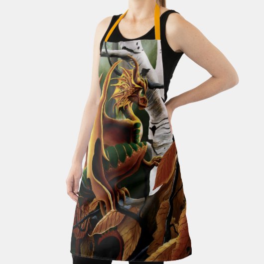 Tablier Dragon d'automne Imaginaire vert orange (Insitu)