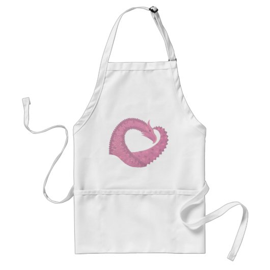 Tablier Dragon de coeur rose sur blanc (Devant)