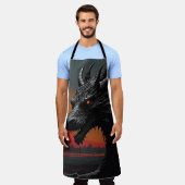 Tablier Dragon Noir : Art Rétro Exclusif (Porté)