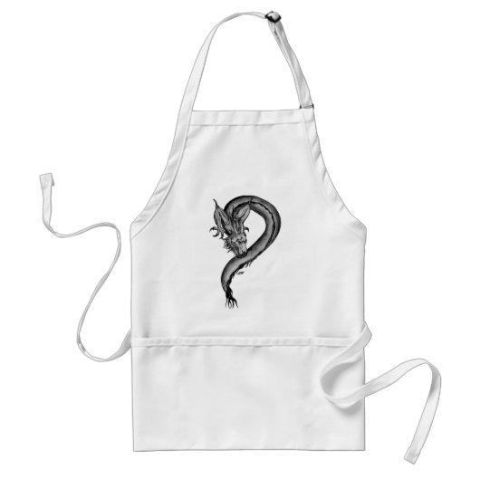 Tablier Dragon noir et blanc (Devant)
