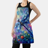 Tablier Dragonfly Abstraite lunaire Floral Turquoise Rose (Insitu)