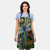 Tablier Dragonfly art boho floral verre de tache (Porté)