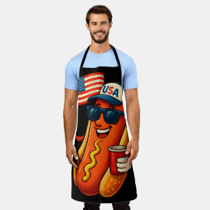 Tablier Drapeau 4 juillet Hotdog Funny Patriotique USA