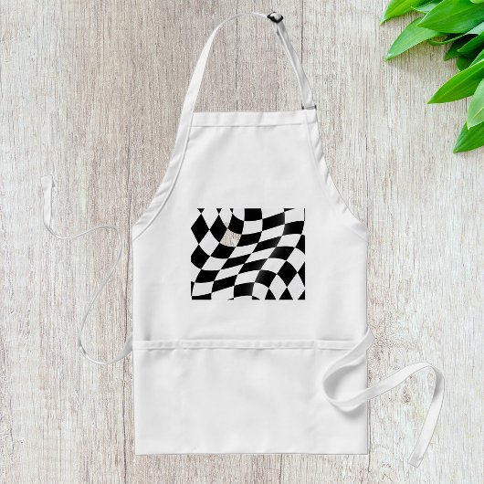 Tablier Drapeau à carreaux noir et blanc ondulé de course