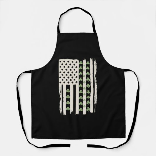Tablier Drapeau américain avec trèfles pour la Saint-Patri (Recto)