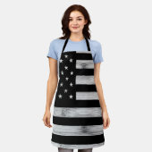 Tablier Drapeau américain Bois rustique Noir Blanc Patriot (Porté)