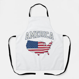 Tablier Drapeau américain Carte Patriotique Vintage Graphi