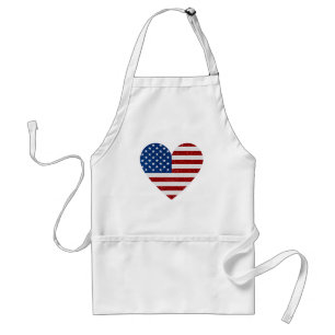 Tablier Drapeau Américain Cœur 4 Juillet Paillettes