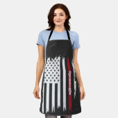 Tablier Drapeau américain en détresse Red Stripe Nom perso (Porté)