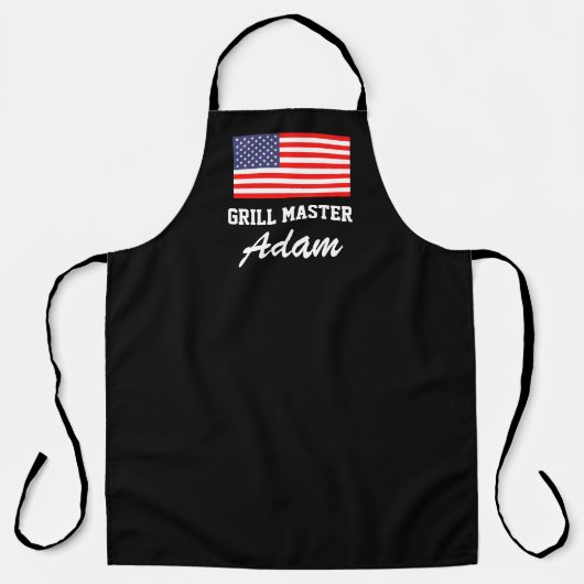Tablier Drapeau américain patriotique noir grill maître BB (Recto)
