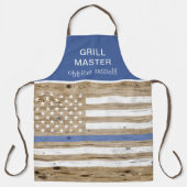 Tablier Drapeau américain rustique personnalisé Ligne bleu (Recto)