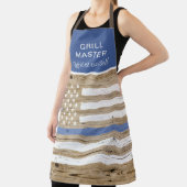 Tablier Drapeau américain rustique personnalisé Ligne bleu (Insitu)