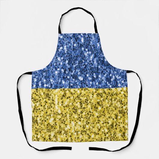 Tablier Drapeau bleu jaune Ukraine parties scintillant fau (Recto)