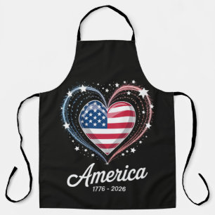 Tablier Drapeau Cœur 1776 2026 4 juillet 250e anniversaire