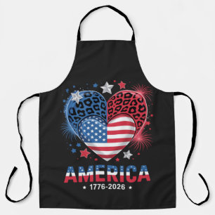 Tablier Drapeau cœur léopard 1776 2026 4 juillet